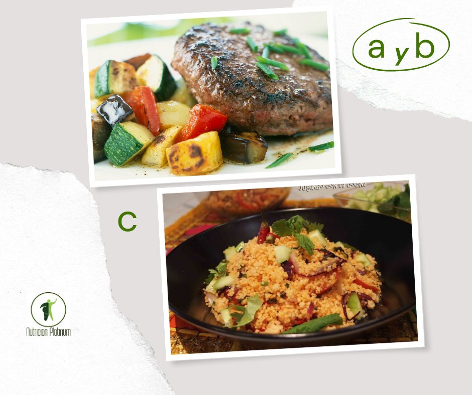 hamburguesas rústica con verduras a la parrilla y Cous Cous vegetal Kerryann's Turkish